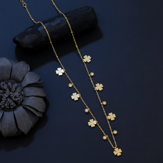 Multi Clover With Heart Necklace Chain For Women