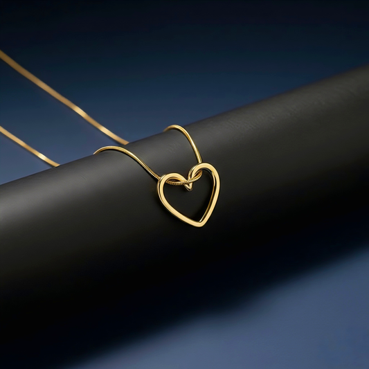 Hollow Heart Shape Pendant With Gold-Plated Necklace For Women