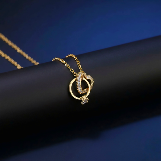 Elvi Ring Heart Hold Necklace For Women