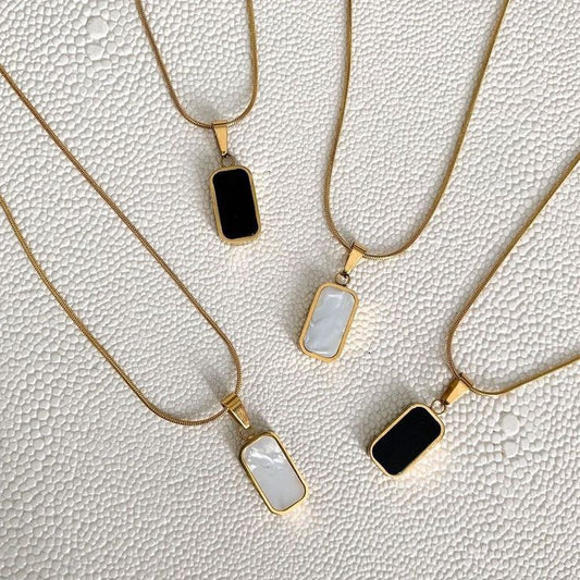 Plan Black And White Two Side Necklace For Women