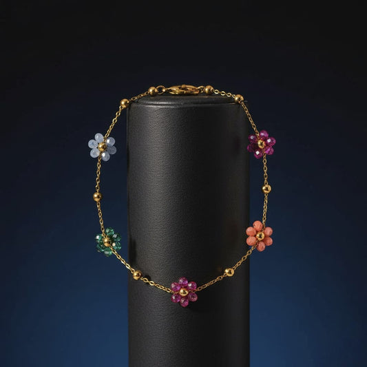 Multi Flower Gold Plated Brecelet For Women
