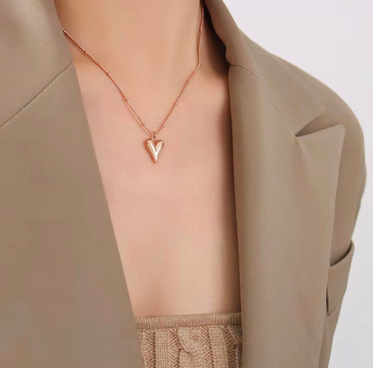 Anti-Tarnish Heart Rose Gold Pendant Necklace For Women