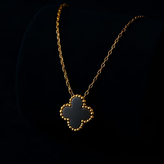 Clover Black And White Two Side Necklace With Chain For Women
