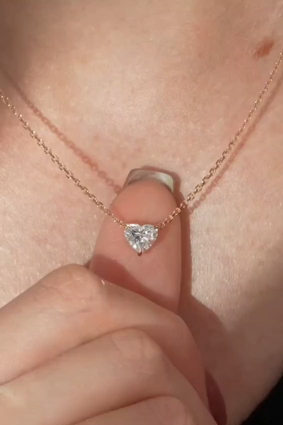 Combo Heart diamond Solitaire Necklace and Earring