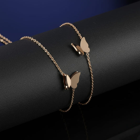 Trendy Collarbone Rose-Gold Butterfly Clavicle Jewelry Exquisite Charm Cute Lady Necklace For Women